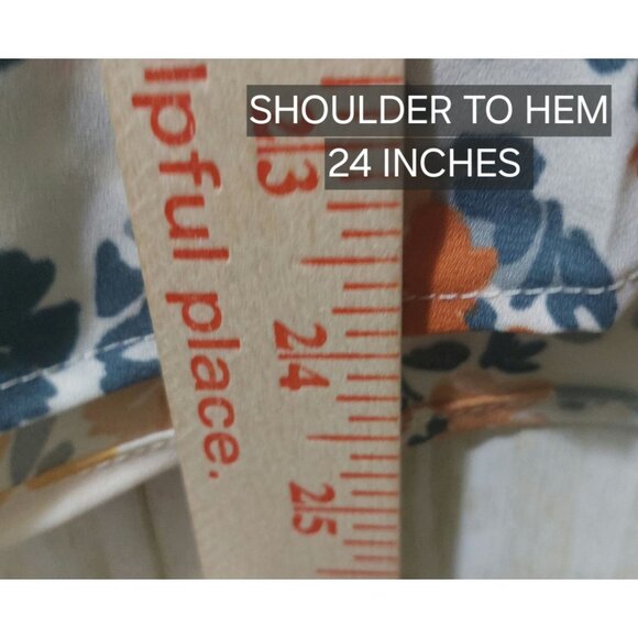 NWT Voy Floral Ruffle Sleeve Blouse~Hidden Buttons~Fall Colors~Size SMALL - Picture 7 of 8